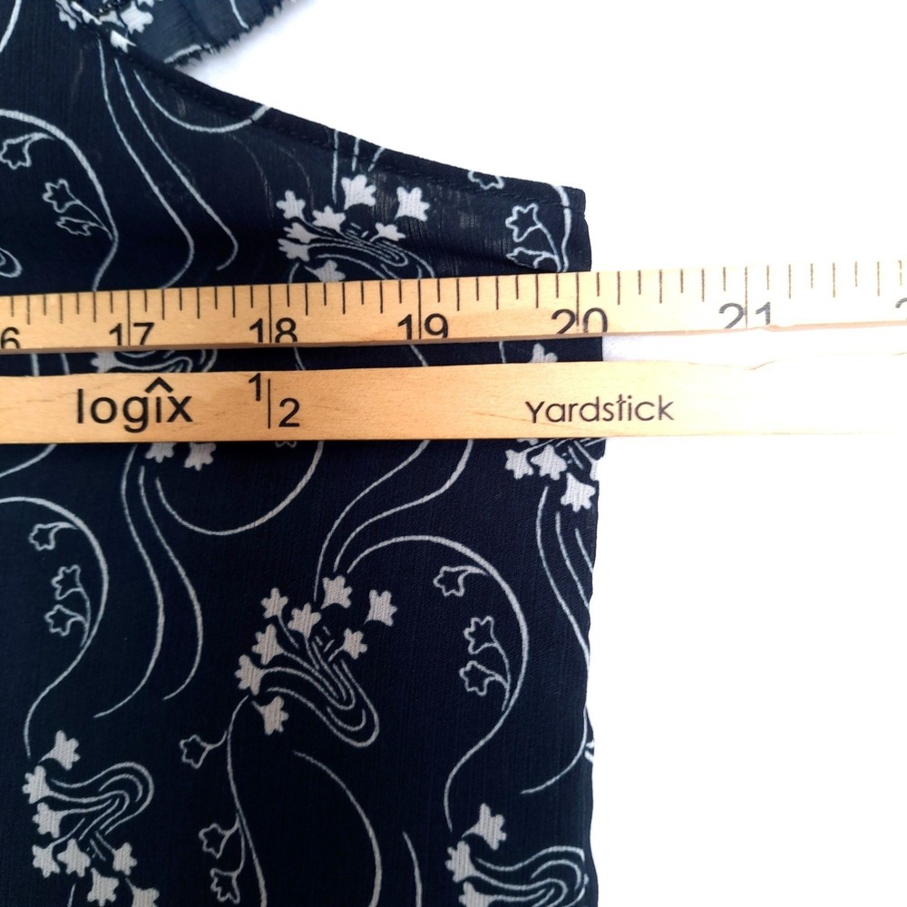 J Crew Blouse Womens S Navy Square Neck Flutter Sleeve Floral Print Lightweight - Picture 4 of 8